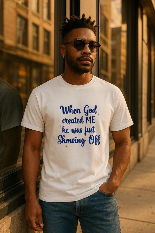 When God Created ME White - Modern Storefront Mockup